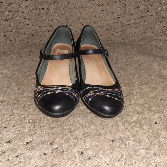 CAMPER-Twins-Black-Looks like Xmas lights-Mary Janes-Sz 35-Excellent - Picture 3 of 7